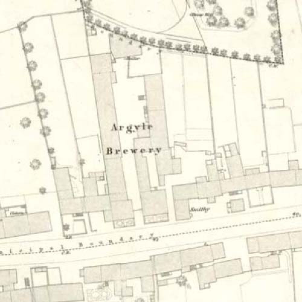 Map of 1854 showing the Argyle Brewery. &copy: National Library of Scotland, 2015