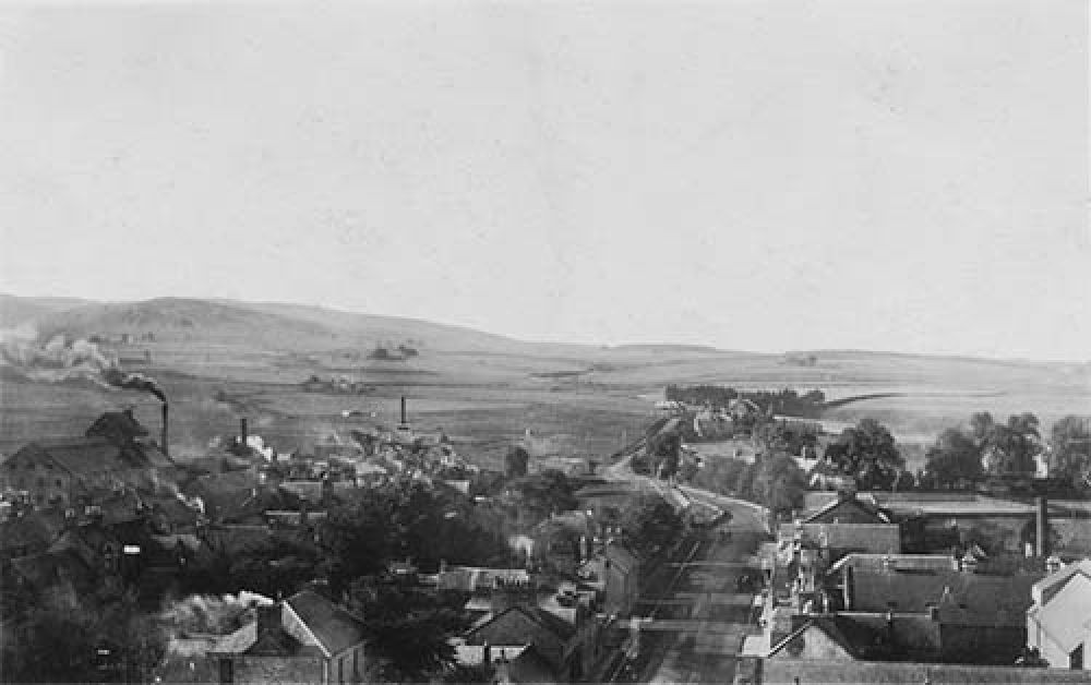 View of Blackford village from the east with the Blackford Brewery to the left