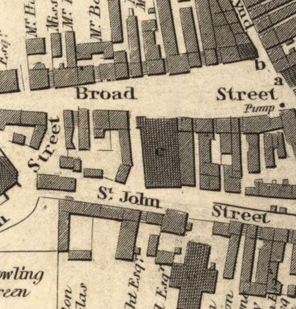 Map of 1820 showing the layout of the Broad Street Brewery. © National Library of Scotland, 2016.