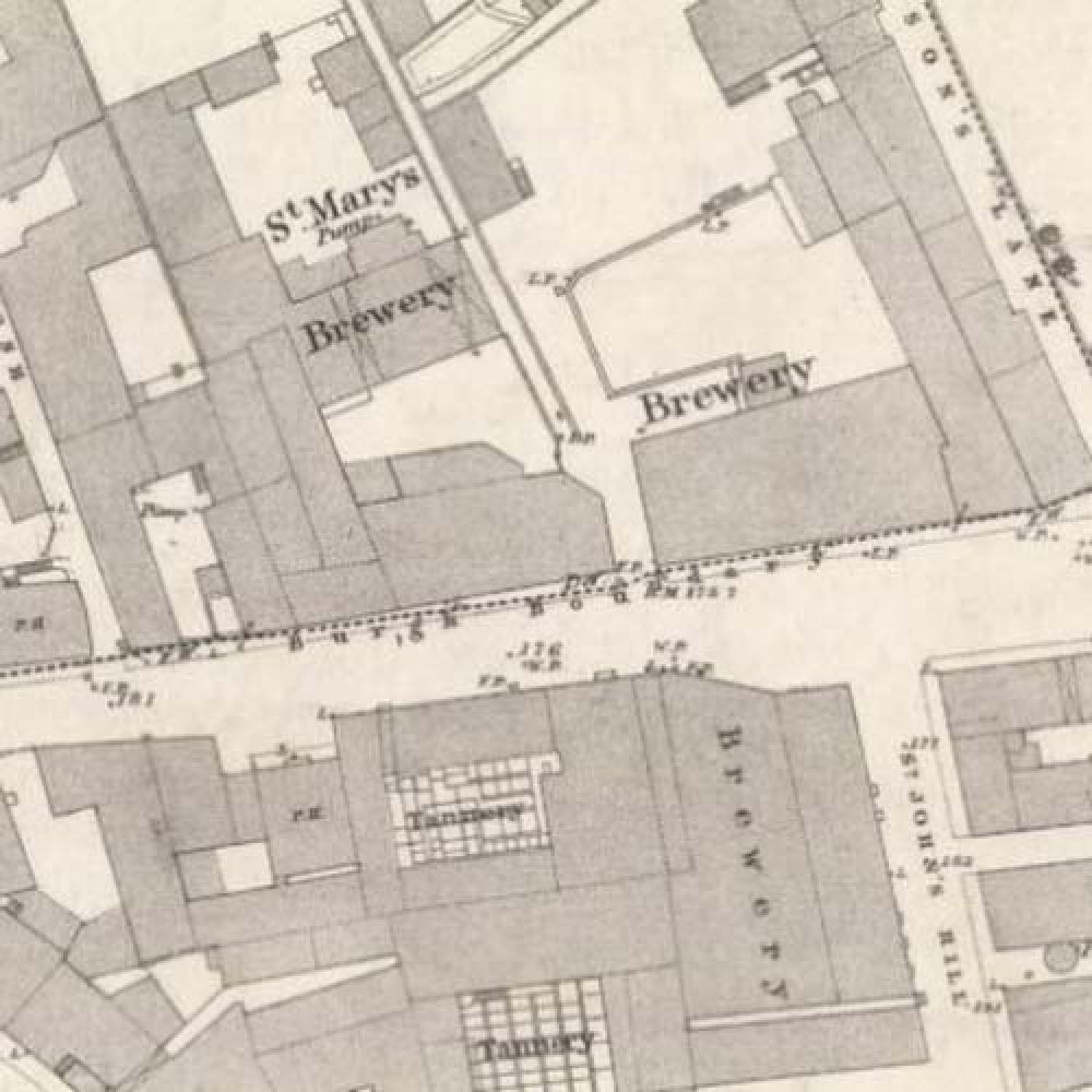 Map of 1877 showing the layout of the Canongate Brewery. &copy; National Library of Scotland, 2016