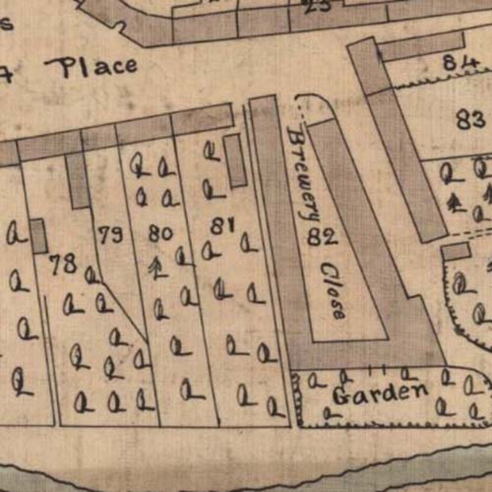 Map of 1819 showing the layout of the Coldstream Brewery. &copy; National Library of Scotland, 2015