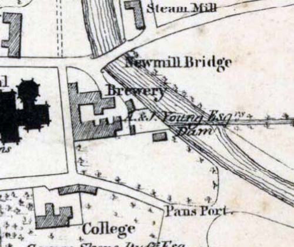 Map of 1838 showing the location of the Elgin Brewery. &copy; National Library of Scotland, 2016