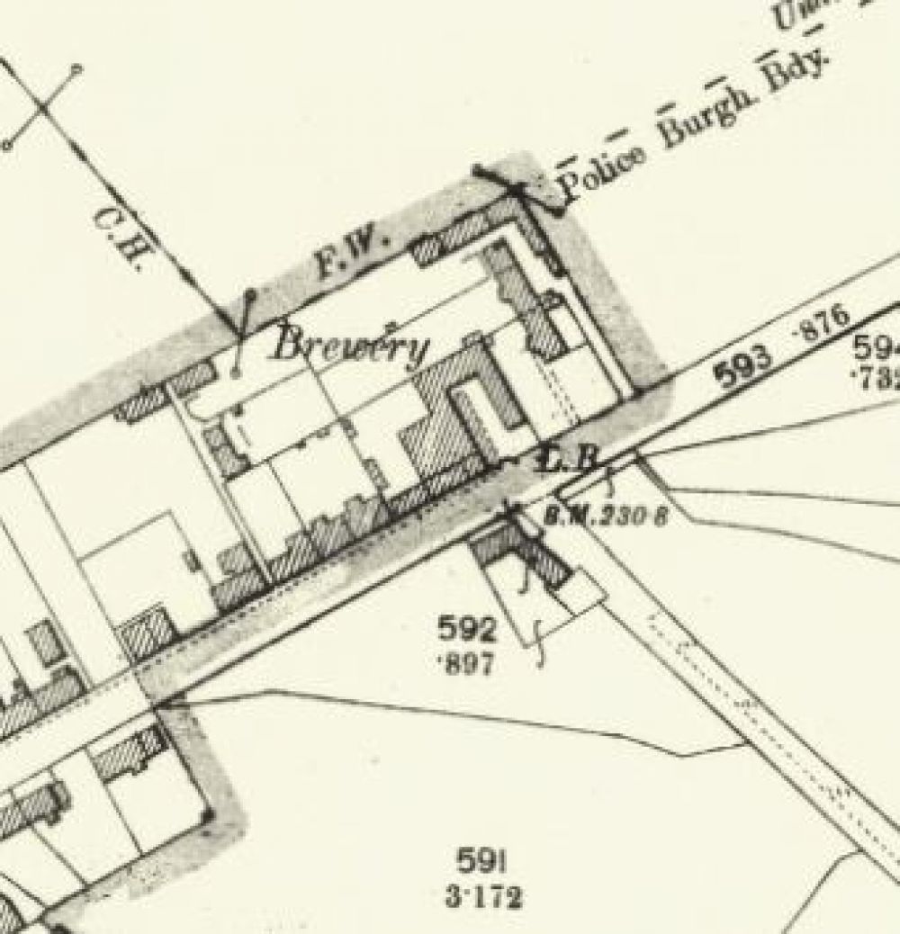 Map of 1899 showing the layout of the Feus Brewery. &copy; National Library of Scotland, 2016