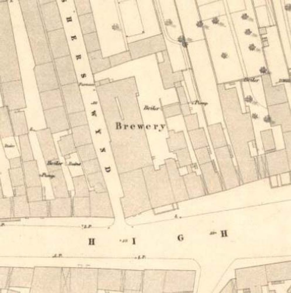 Map of 1893 showing the layout of the Fisherrow Brewery. &copy; National library of Scotland, 2017