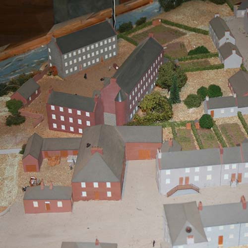 A model of Gatehouse on Fleet in 1800, showing the brewery complex in the bottom left-hand quadrant. &copy; Gatehouse Folk, 2015