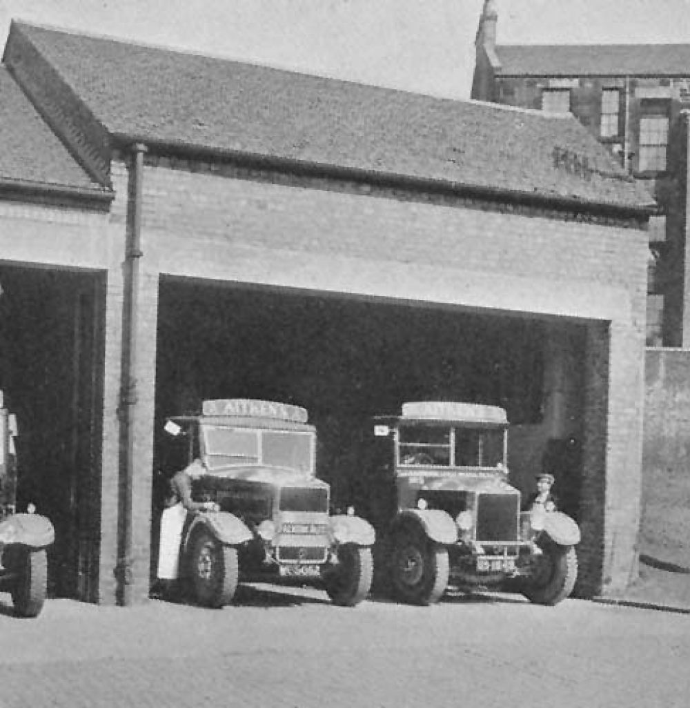 A view showing lorries ready to deliver beer in 1940.