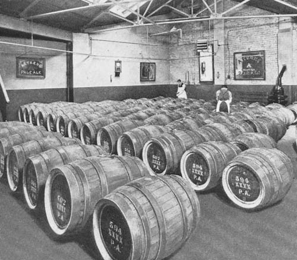 The store room containing casks ready for dispatch in 1940.
