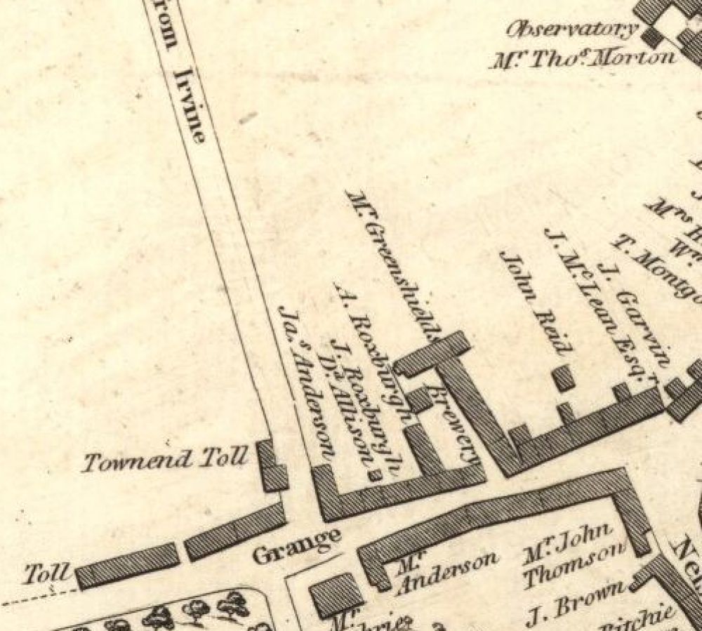 Map of 1819 showing the layout of the Kilmarnock Brewery © National Library of Scotland, 2023.