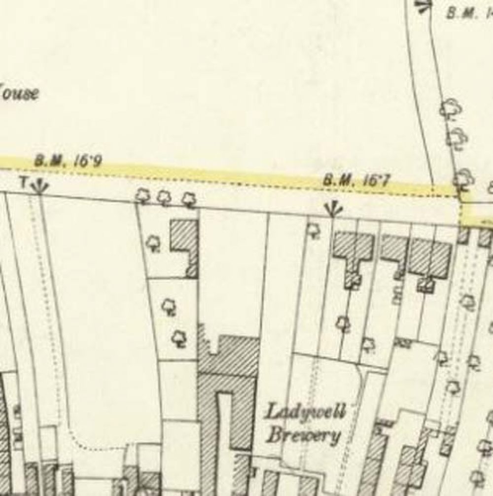 Map of 1893 showing the layout of the rear of the Ladywell Brewery. &copy; National Library of Scotland, 2017