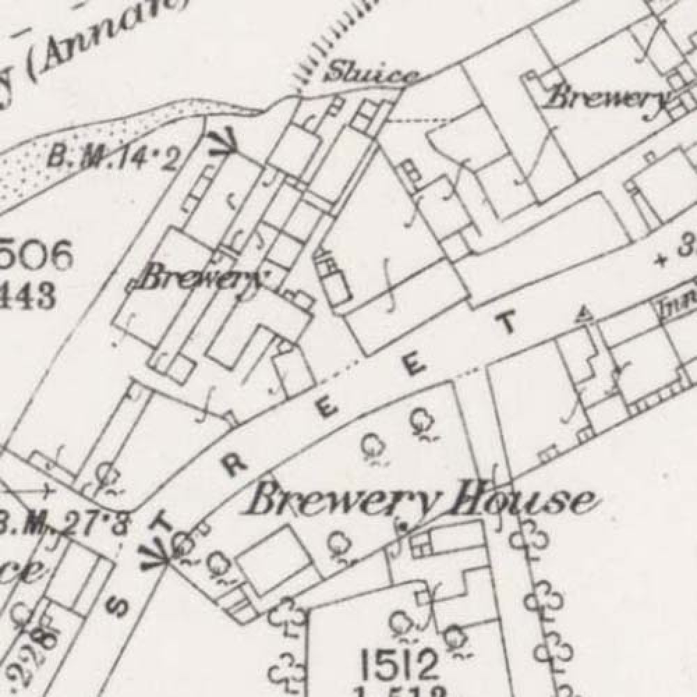 Map of 1857 showing the layout of the New Brewery (right) and the Annan brewery (left). &copy; National Library of Scotland, 2015