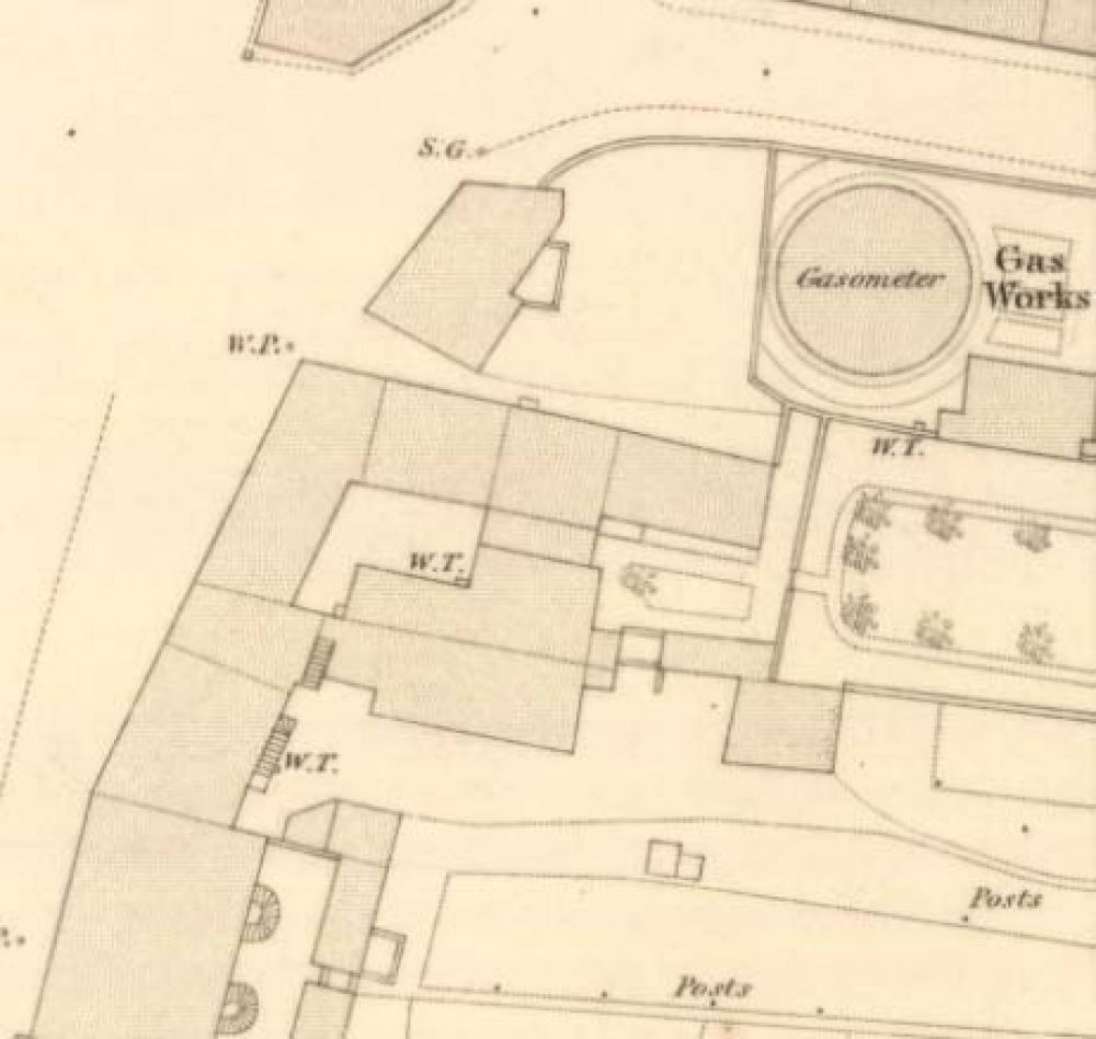 Map of 1855 showing the location of of the Newton Brewery. © National Library of Scotland, 2015