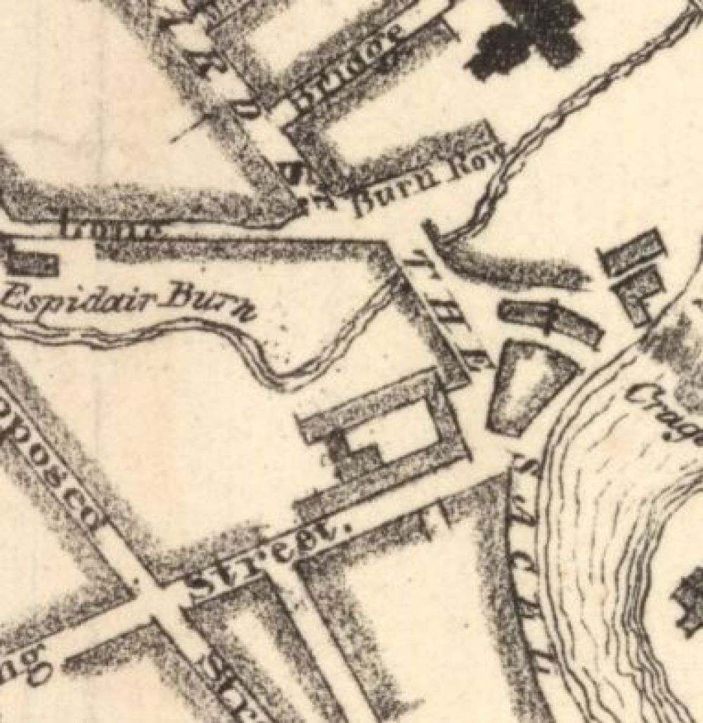 A map of 1828, showing the location of the Sacell Brewery. © National Library of Scotland, 2016.