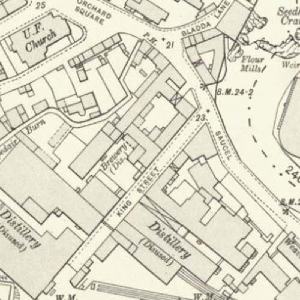 A map of 1912, showing the location of the Sacell Brewery. © National Library of Scotland, 2016.