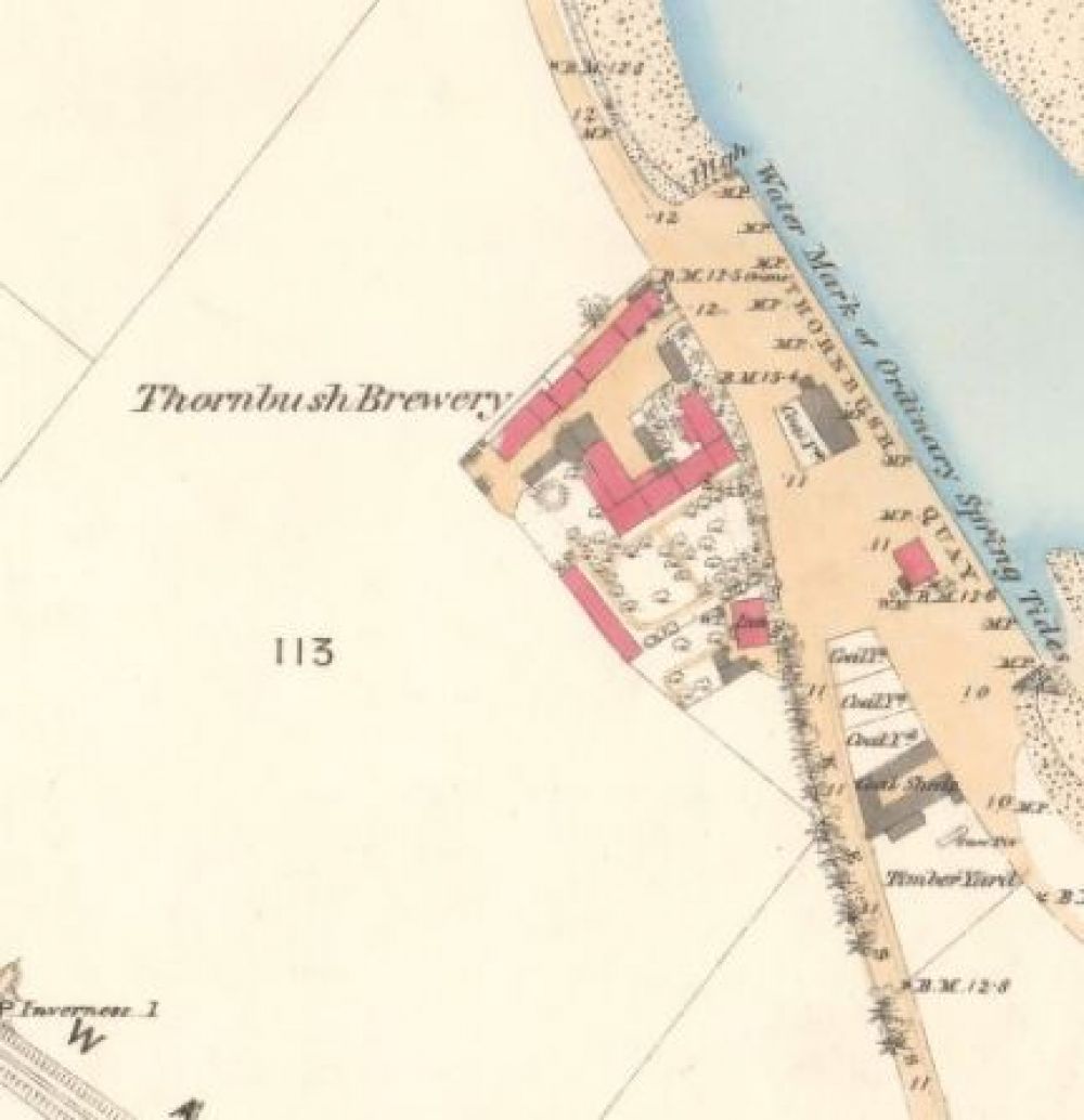 Map of 1870 showing the layout of the Thornbush Brewery. &copy; National Library of Scotland, 2015