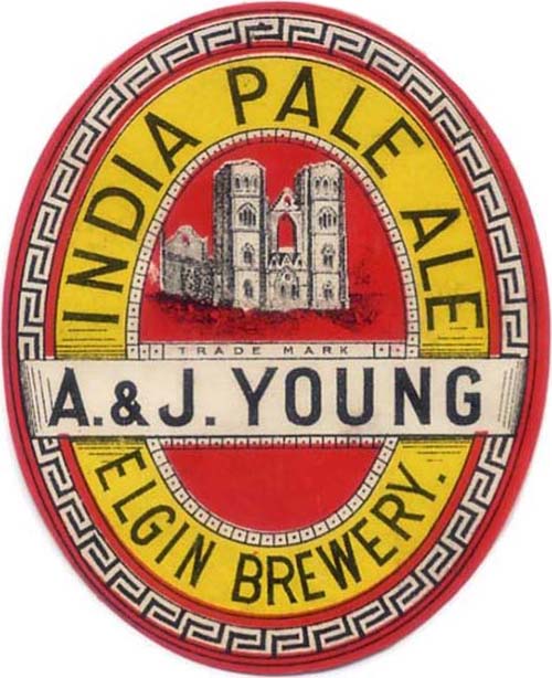 <p>A bottle label for A. & J. Young's India Pale Ale.</p>