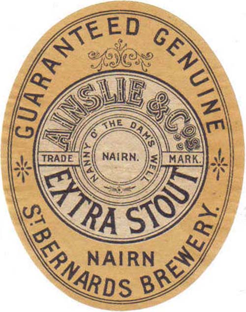 <p>A bottle label for Ainslie & Co's Extra Stout.</p>