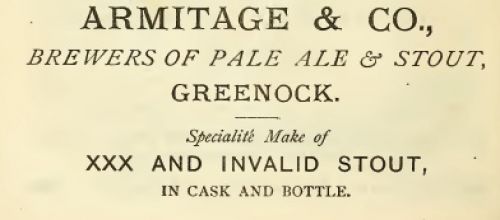 <p>An advertisement for Armitage & Co's XXX and Invalid Stout.</p>