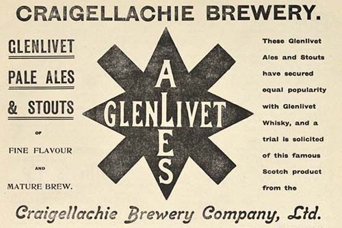 <p>An Advert for the Craigellachie Brewery that was in the January 1900 edition of the National Guardian for their Glenlivet Pale Ales & Stouts</p>