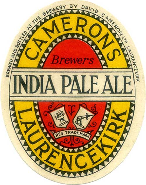 <p>A beer bottle label for David Cameron Ltd's India Pale Ale.</p>