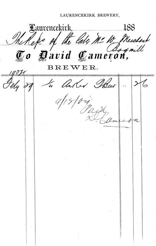 <p>An invoice to W. Merchant of Bogmill, dated 1904.</p>