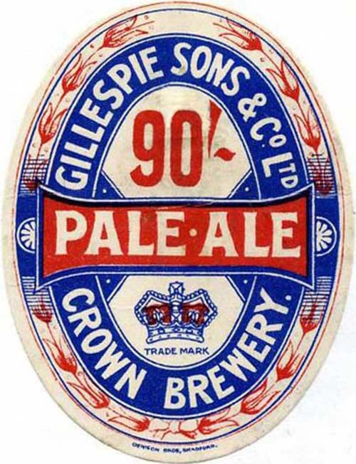 <p>A beer bottle label for Gillespie, Sons & Co Ltd's 90/- Pale Ale</p>