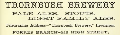 <p>An advertisement of 1889 for the Thornbush Brewery's Pale Ales, Stouts and Light Family Ales.</p>