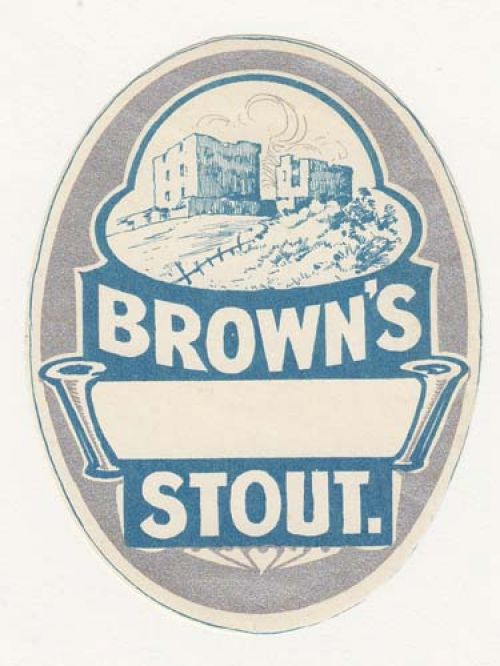 <p>A beer bottle label for J. & G. Brown's Stout.</p>