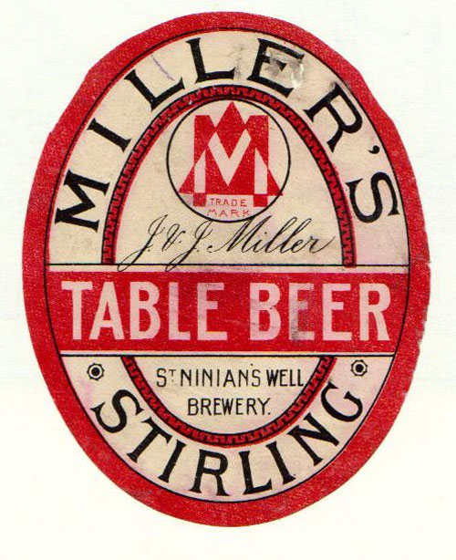 <p>A bottle label for J. & J. Miller's Table Beer.</p>