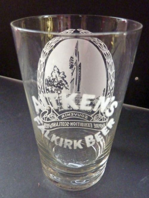 <p>A glass issued by James Aitken & Co (Falkirk) Ltd to commemorate the Empire Exhibition in Glasgow.</p>