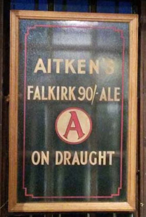 <p>A piece of window glass advertising James Aitken & Co (Falkirk) Ltd's 90/- Ale.</p>