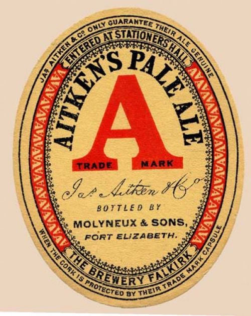<p>A label for James Aitken & Co's Pale Ale, bottled by Molyneux & Sons, Port Elizabeth (South Africa).</p>