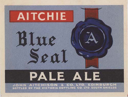 <p>A beer bottle label for John Aitchison & Co Ltd's Blue Seal Pale Ale.</p>