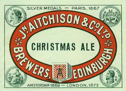 <p>A beer bottle label for John Aitchison & Co Ltd's Christmas Ale.</p>