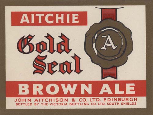 <p>A beer bottle label for John Aitchison & Co Ltd's Gold Seal Brown Ale.</p>