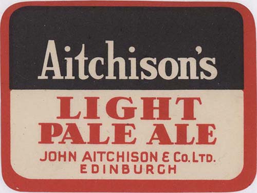 <p>A beer bottle label for John Aitchison & Co Ltd's Light Pale Ale.</p>