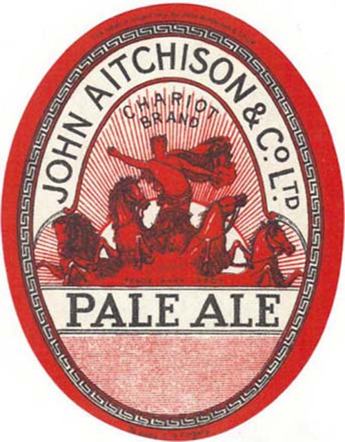<p>A beer bottle label for John Aitchison & Co Ltd's Chariot Brand Pale Ale.</p>