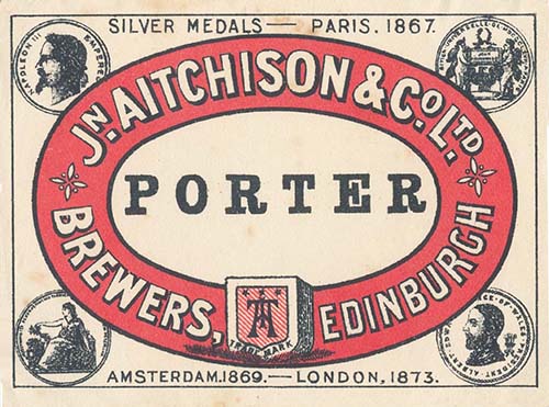 <p>A beer bottle label for John Aitchison & Co Ltd's Porter.</p>