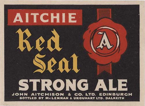 <p>A beer bottle label for John Aitchison & Co Ltd's Red Seal Strong Ale.</p>