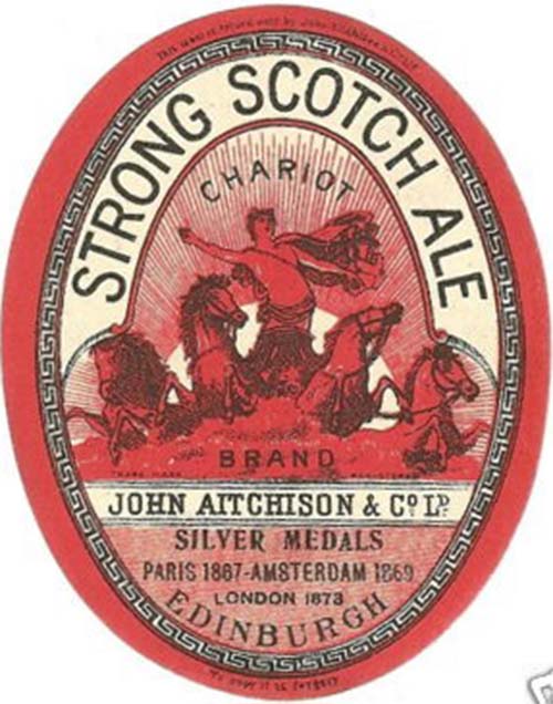 <p>A beer bottle label for John Aitchison & Co Ltd's Chariot Brand Strong Scotch Ale.</p>