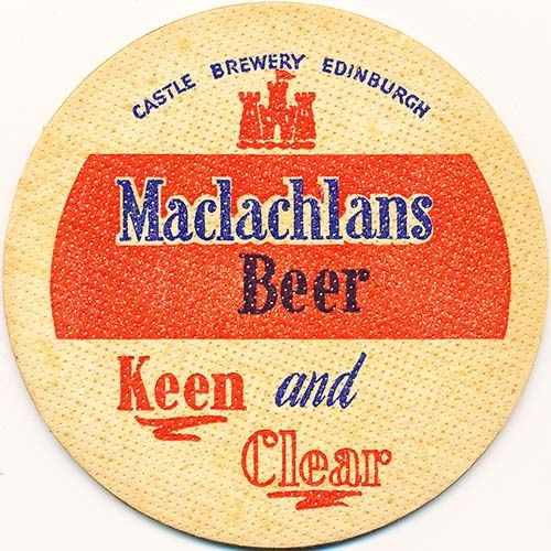 <p>A beermat for Maclachlans Ltd, with their slogan 'Keen and clear'.</p>