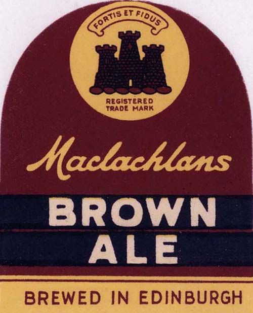 <p>A beer bottle label for Machlachans Brown Ale.</p>