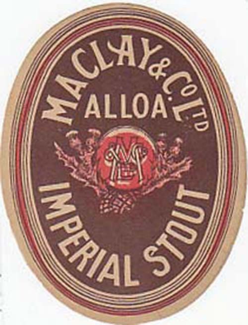 <p>Beer bottle label for Maclay & Co Ltd's Imperial Stout.</p>