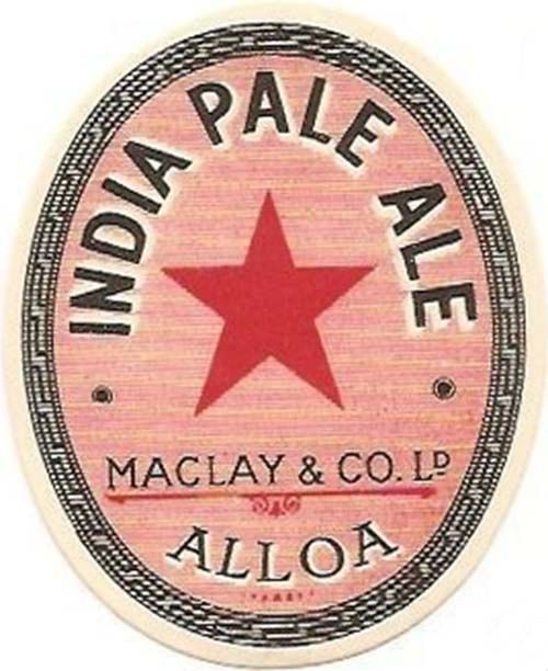 <p>A beer bottle label for Maclay & Co Ltd's India Pale Ale.</p>