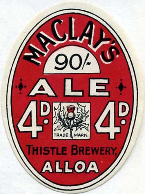 <p>Beer bottle label for Maclay & Co Ltd's 90/- Ale.</p>