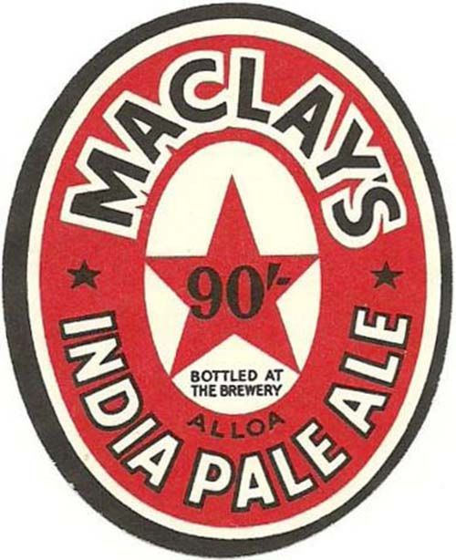 <p>Beer bottle label for Maclay & Co Ltd's 90/- India Pale Ale.</p>