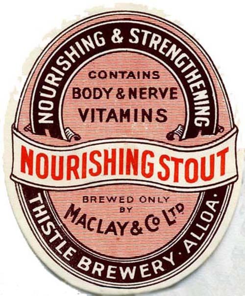 <p>Beer bottle label for Maclay & Co Ltd's Nourishing Stout.</p>