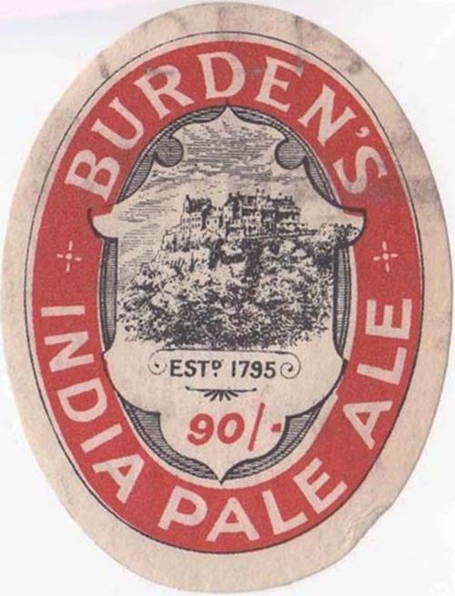 <p>A beer bottle label for Peter Burden's India Pale Ale.</p>