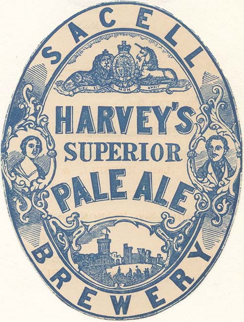 <p>A label for Harvey's Superior Pale Ale, brewed by the Sacell Brewery Company.</p>