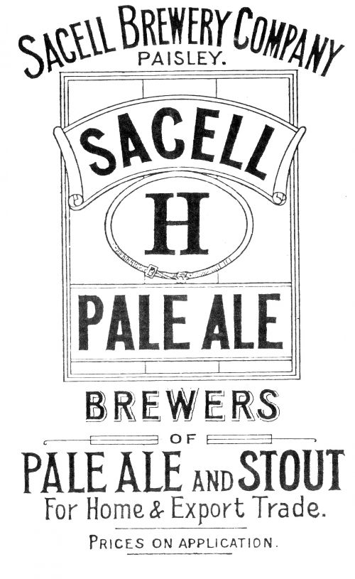 <p>An advertisement for the Sacell Brewery Company, promoting its Pale Ale and&nbsp; Stout.</p>