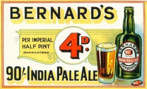 <p>An advertisement for Thomas and James Bernard Ltd's 90/- India Pale Ale, at 4d per half-pint</p>